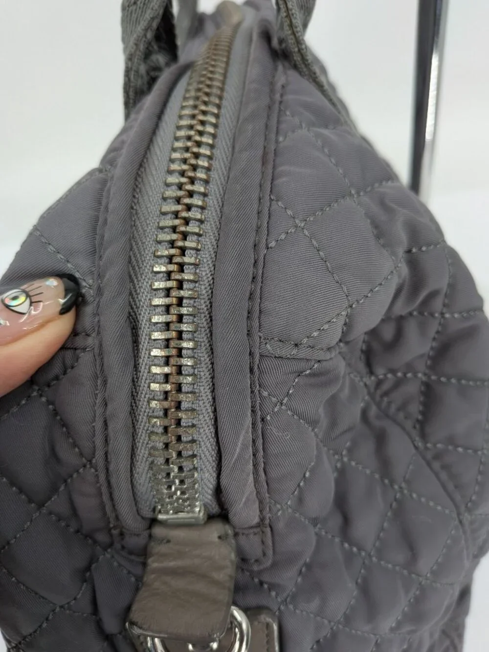 Vtg Y2K Juicy Couture Nylon Quilted Puffer Satchel Handbag With‎ Logo Gem Charm